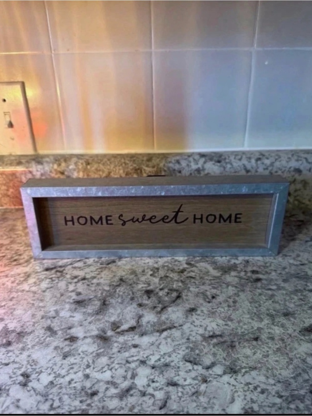 Framed "Home Sweet Home" Wood Sign in Gray